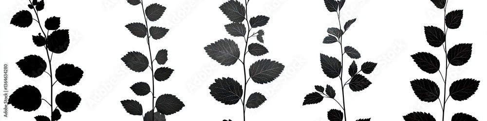 Botanical Illustration of Branches with Leaves Botanical Illustration of Branches with Leaves