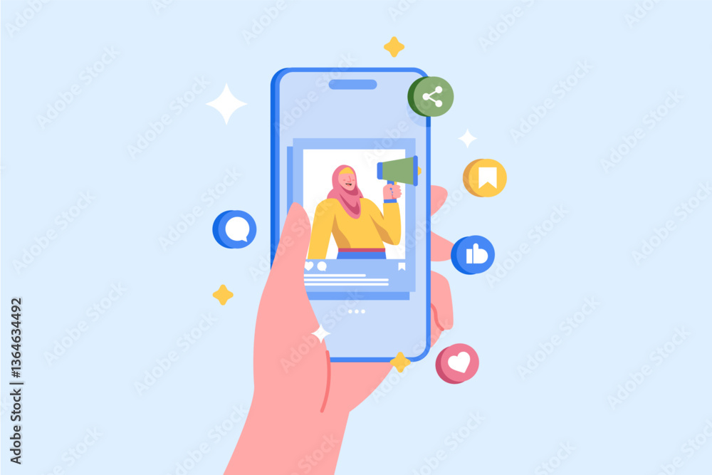 Gen Z Content Creators on Smartphone illustration Gen Z Content Creators on Smartphone illustration