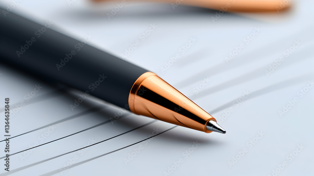 Close-up of a Gray and Rose Gold Pen on a Document Close-up of a Gray and Rose Gold Pen on a Document