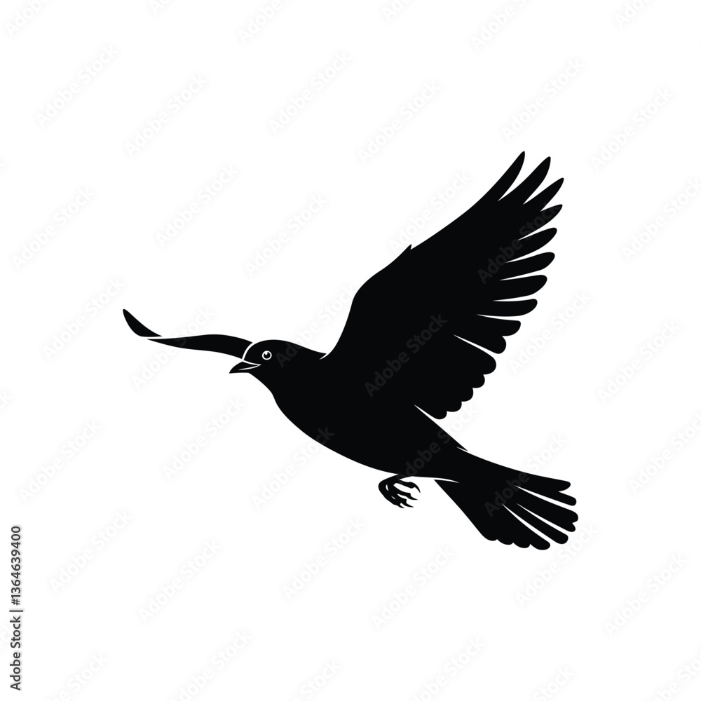 Fototapeta premium Bird in Flight Silhouette Vector Illustration
