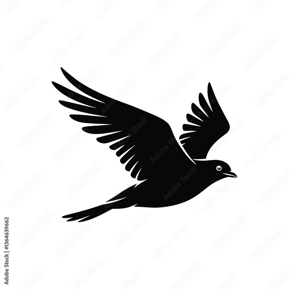 Naklejka premium Bird in Flight Silhouette Vector Illustration