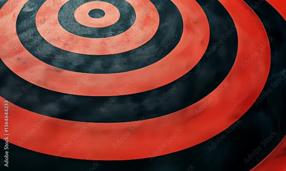 Close-up view of a vibrant red and black target pattern on a textured surface, ideal for design concepts Close-up view of a vibrant red and black target pattern on a textured surface, ideal for design concepts