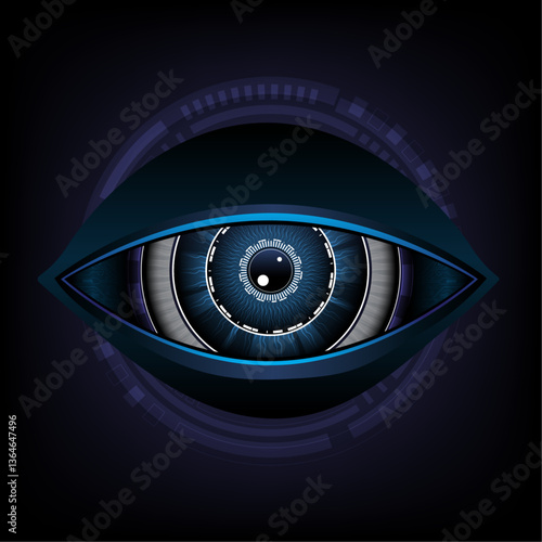 Abstract technology eye security futuristic information through the internet network finds information vector.