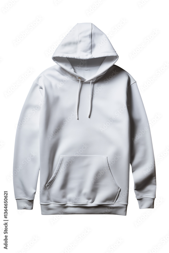 Plain white hoodie featuring a drawstring hood, long sleeves, and a front pocket Plain white hoodie featuring a drawstring hood, long sleeves, and a front pocket