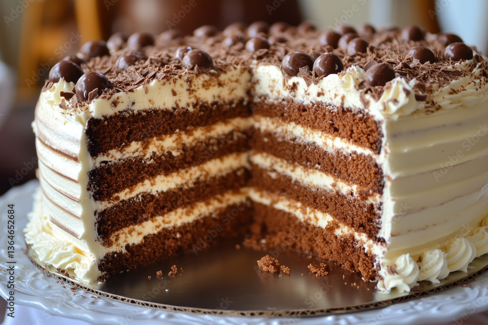 Chocolate layer cake with cream frosting Chocolate layer cake with cream frosting