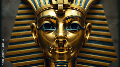 Tutankhamun's burial mask, antepenultimate pharaoh of the Eighteenth Dynasty of ancient Egypt.