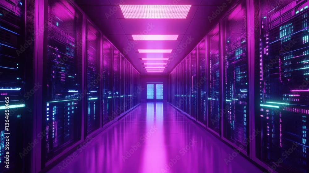A sleek quantum computer in a futuristic data center, illuminated by soft neon lights reflecting off polished surfaces, Cyberpunk style A sleek quantum computer in a futuristic data center, illuminated by soft neon lights reflecting off polished surfaces, Cyberpunk style