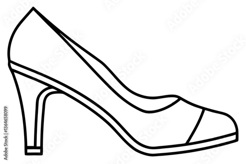 stylish peep toe heels with a modern design line art vector illustration