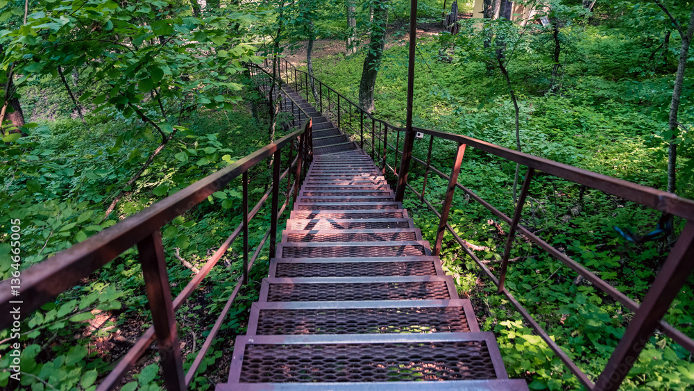 Fototapeta premium long stairs in the jungle in thailand