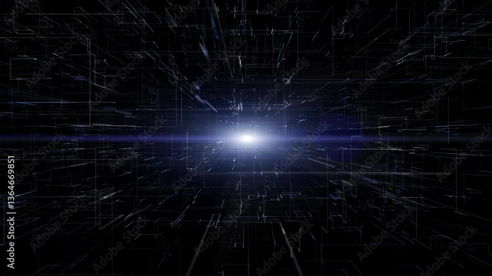 Loop abstract digital technology network lines slow motion lens flare background. Loop abstract digital technology network lines slow motion lens flare background.