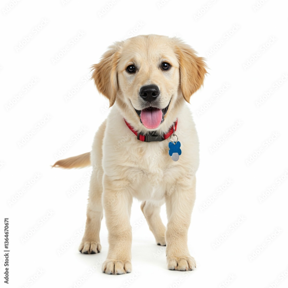Fluffy Golden Retriever Puppy in Studio Shot