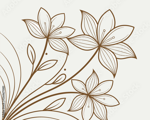 Elegant floral line art illustration with delicate blooms and flowing leaves design.