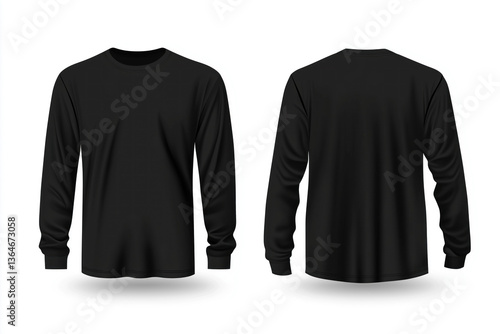 Front-facing mockup of black long-sleeve t-shirt