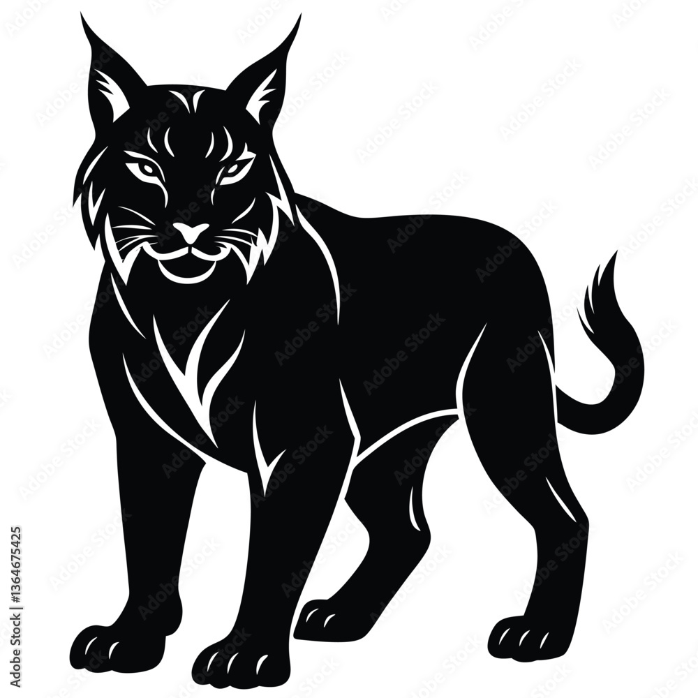 Fototapeta premium Bobcat vector shilhouette single Icon 