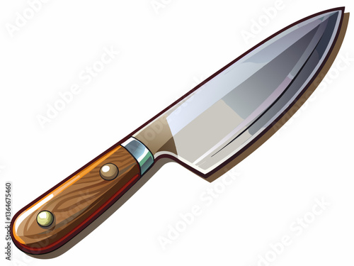 A high-quality studio shot of a stainless steel kitchen knife on a pure white background, soft shadows, ultra-detailed.