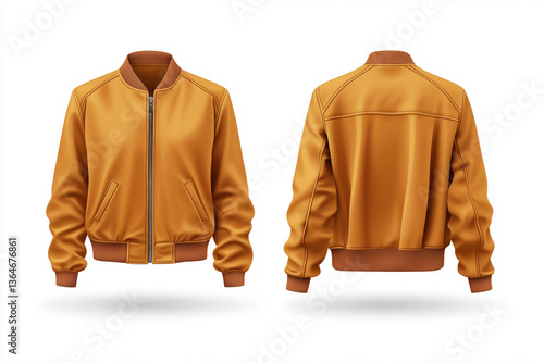 Yellow bomber jacket vector mockup set