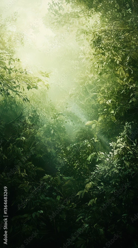 Dreamlike Lush Greenery in a Hazy Forest Atmosphere Dreamlike Lush Greenery in a Hazy Forest Atmosphere