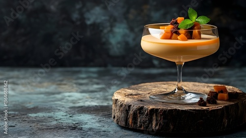 Decadent Glass of Creamy Dessert with Topping.