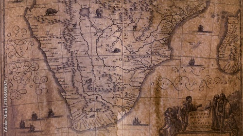 Wallpaper Mural Old parchment map of Southern Africa and Madagascar Torontodigital.ca
