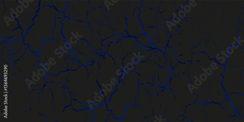Dark cracked texture with deep blue glowing veins, resembling dried earth or fractured stone with an eerie, futuristic effect.