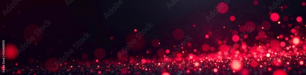 Neon-lit banner with red motion graphic and confetti on black background, neon sign, holiday decorations Neon-lit banner with red motion graphic and confetti on black background, neon sign, holiday decorations