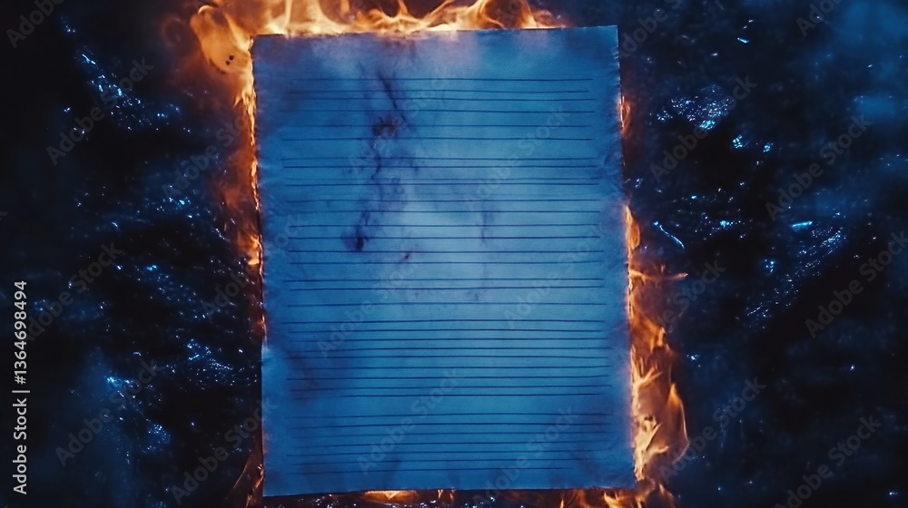 Burning Lined Paper in Flames Burning Lined Paper in Flames