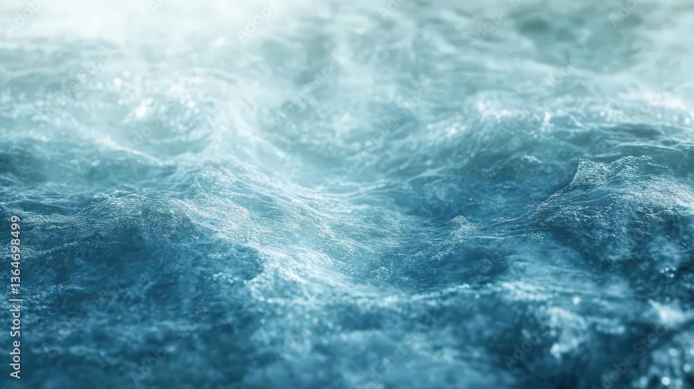 Fototapeta premium Textured Blue Water Surface with Small Waves and Soft Light