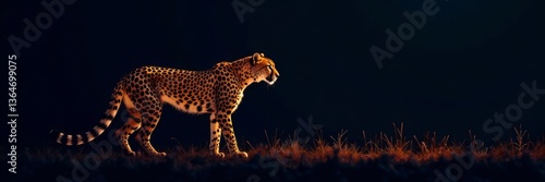 Sleek cheetah silhouette against dark background, feline, shadow