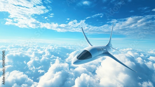 Futuristic Air Vehicle Above Clouds