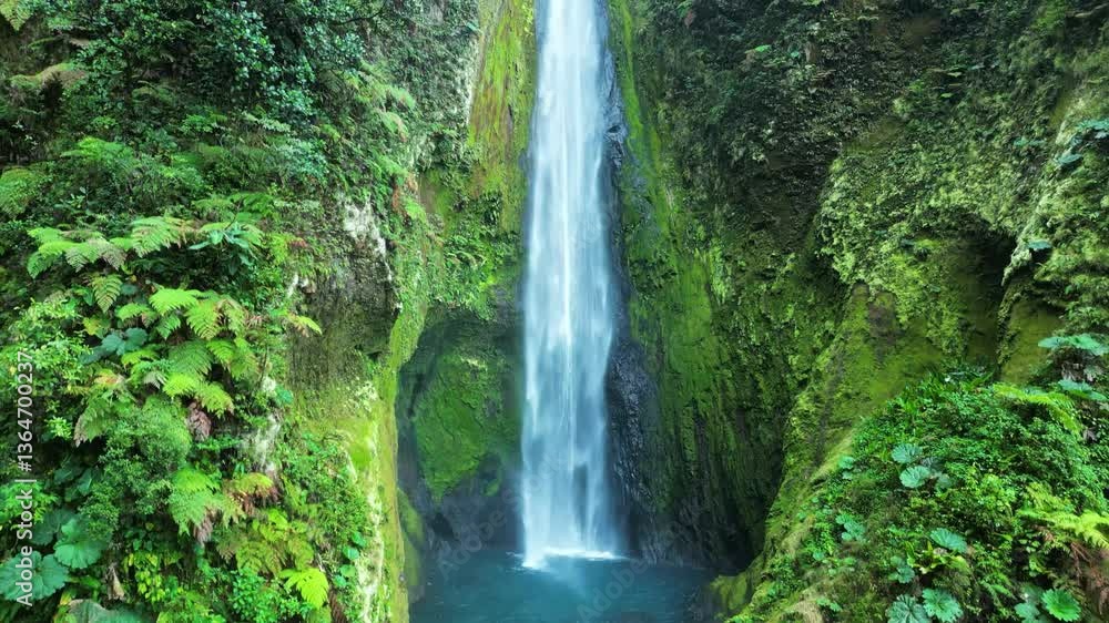 Rising Drone Shot of Large Beautiful Waterfall in Alajuela, Costa Rica Rising Drone Shot of Large Beautiful Waterfall in Alajuela, Costa Rica