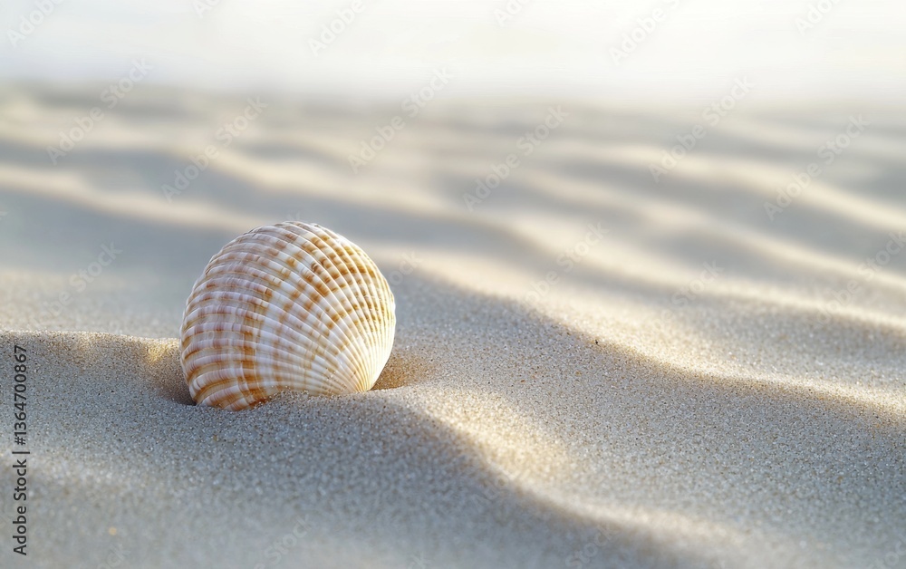 Shell resting on soft sand at a serene beach during twilight moments after sunset Shell resting on soft sand at a serene beach during twilight moments after sunset