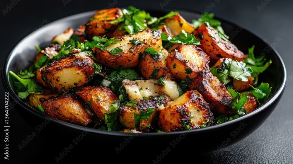 Roasted potatoes tossed with fresh herbs and spices. A flavorful and healthy side dish, perfect for any meal Roasted potatoes tossed with fresh herbs and spices. A flavorful and healthy side dish, perfect for any meal
