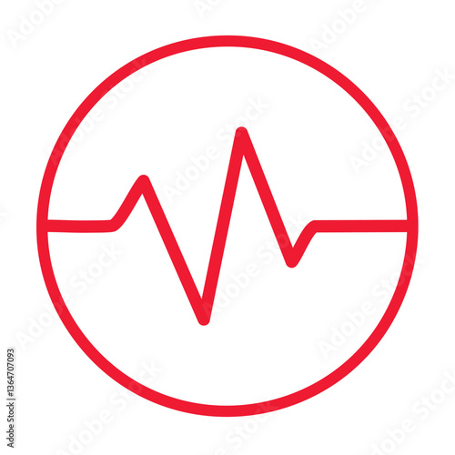 Free Download Vector Minimalist Red Heartbeat Line in a Circular Icon Representing Cardiovascular Health and Emergency Medicine - GFXLoad