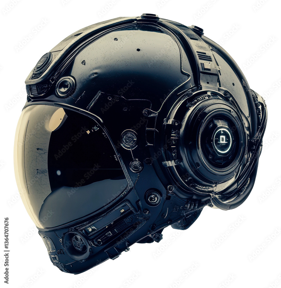 Fototapeta premium Futuristic helmet design sci-fi concept technology showcase cut out