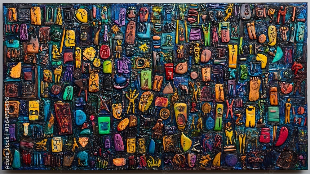Fototapeta premium Puzzle made of cultural symbols representing the intricate connections between different traditions