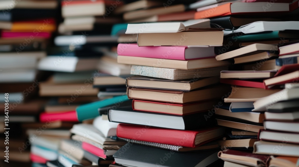 Stacked Books in Various Colors and Textures Creating a Vibrant Background for Study or Reading Enthusiasts Stacked Books in Various Colors and Textures Creating a Vibrant Background for Study or Reading Enthusiasts
