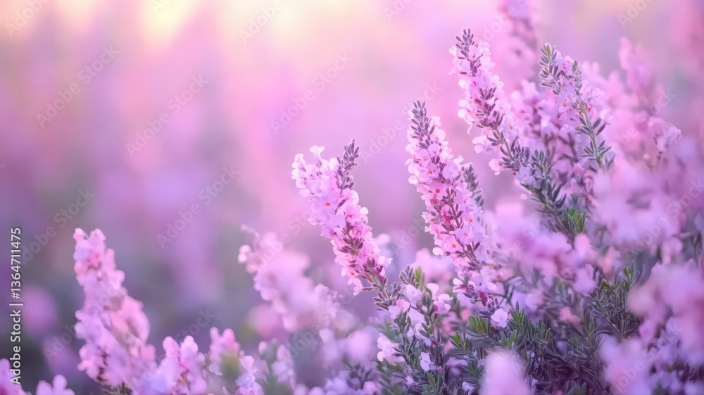 Soft Pink Flowers in a Field at Sunrise Soft Pink Flowers in a Field at Sunrise