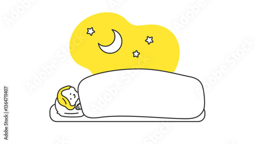 睡眠：布団で横になって眠るシニア女性