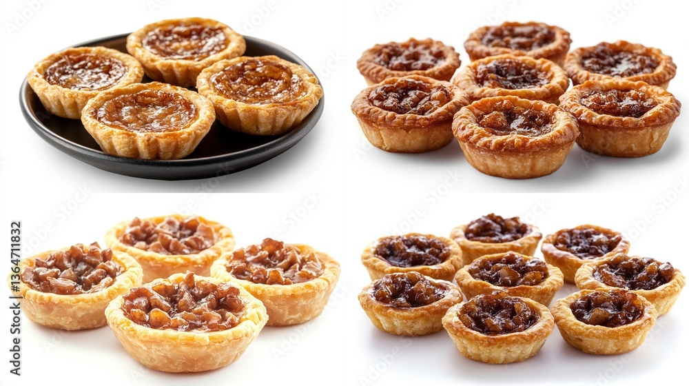 Four variations of delicious butter tarts. Four variations of delicious butter tarts.