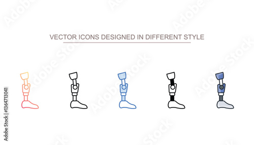 Prosthetic icon design with white background stock illustration