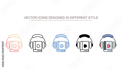 Audio Book icon design with white background stock illustration