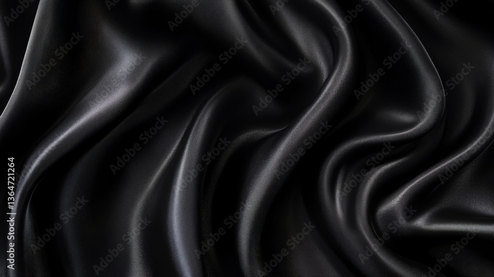 Obraz premium Blue abstract curved wavy lines gracefully flow across a black background, creating a striking and fluid design.