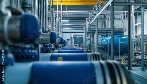 Industrial Plant Pipes, Valves, Pumps, and Large Tanks