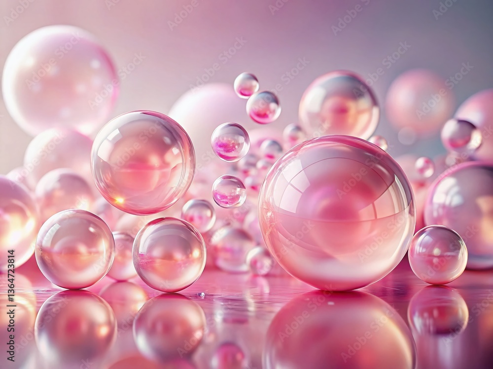 Elegant Pink Spheres & Translucent Orb with Bubbles - Soft & Soothing Fashion Photography Elegant Pink Spheres & Translucent Orb with Bubbles - Soft & Soothing Fashion Photography