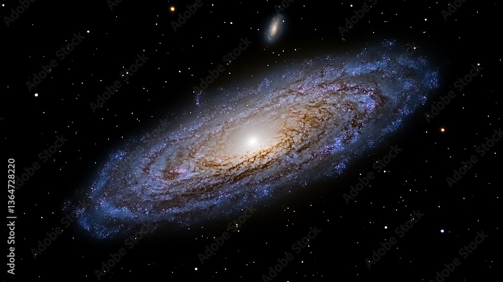 Naklejka premium Spiral galaxy in deep space with stars. (1)