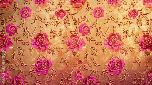 Vibrant floral pattern, colorful petals on a warm background, ideal for design projects or seasonal themes, with space for text.