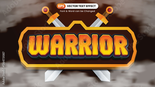 Warrior Text Effect Template with Swords Illustration