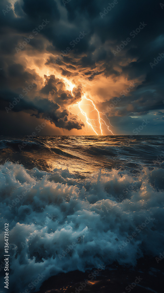 Fototapeta premium photographs the sea of powerful storms and lightning strikes.