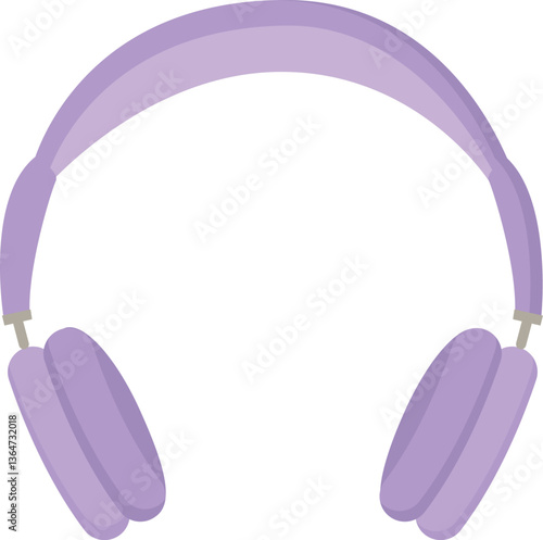 Purple wireless headphones isolated on white background. Portable ear accessory for music listening.