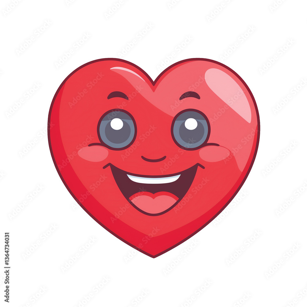 Heart emoji with happy face on transparent png background Heart emoji with happy face on transparent png background